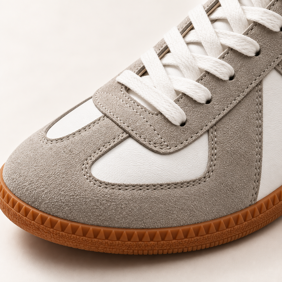 The Valen Trainer texture and lace detail in Original Military Gray
