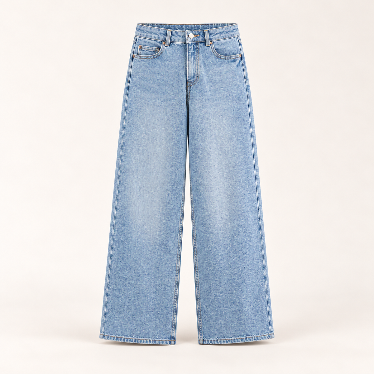 The Valen Wide-Leg Jean in Light Wash Blue, front view