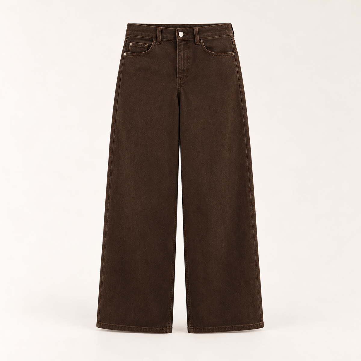 The Valen Wide-Leg Jean in Chocolate Brown, front view