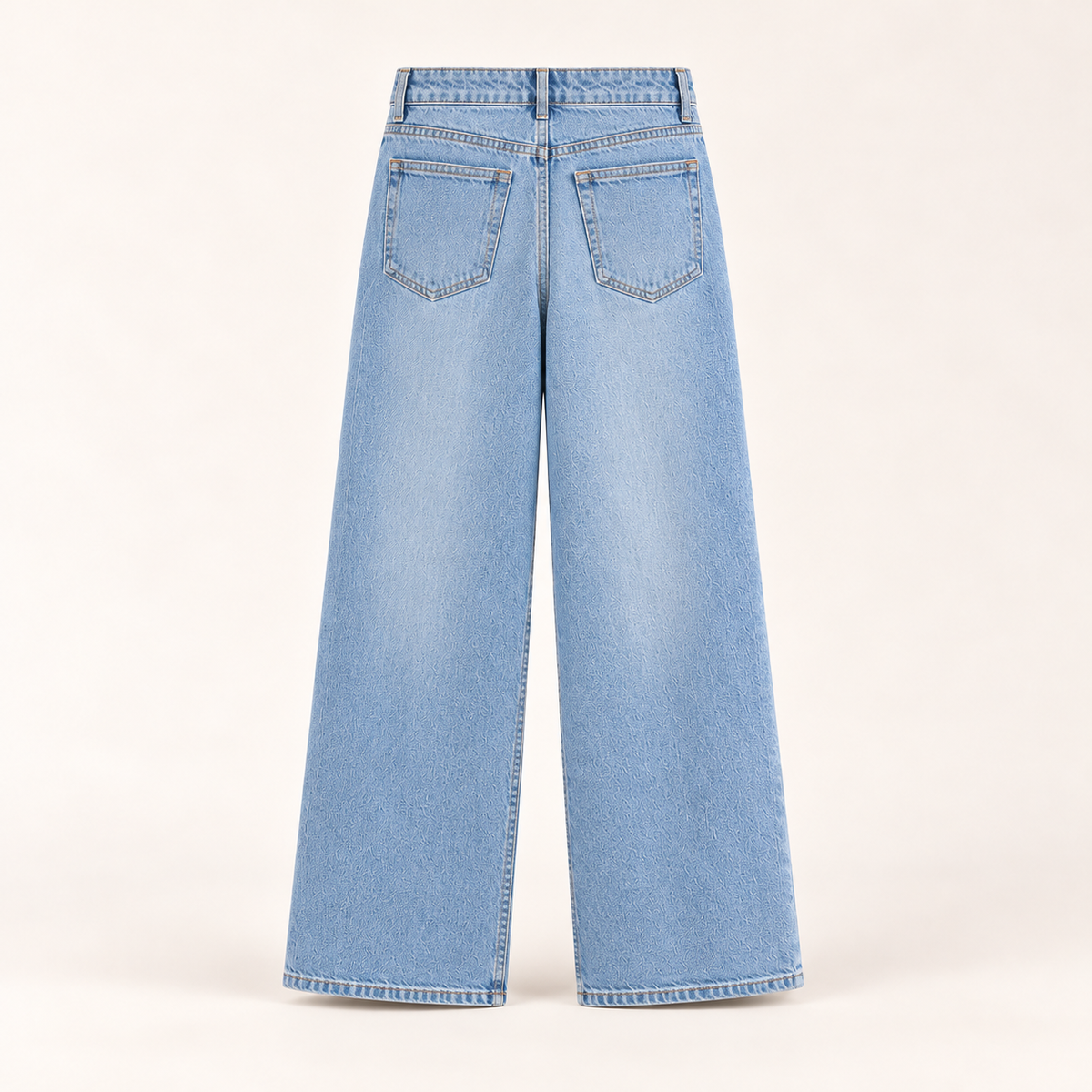 The Valen Wide-Leg Jean in Light Wash Blue, back view with patch pockets